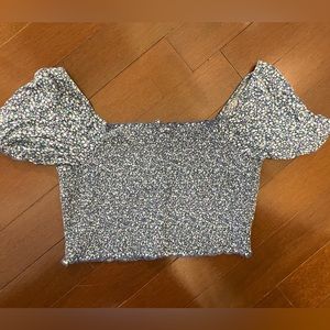 Aerie Blue Pattern Mid Drift Top